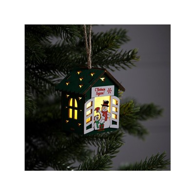 Ёлочная игрушка «Два снеговика», 8×7×6 см, 1 LED, от батареек, свечение тёплое белое