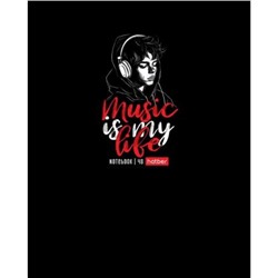 Тетрадь  48л клетка "Music is my life" скругл.углы (091471) Хатбер