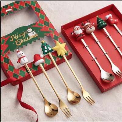 Набор десертных ложек и вилок Комплект - 4 прибора