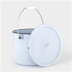 УЦЕНКА Ведро эмалированное цельнотянутое, 9 л, с крышкой, светлое