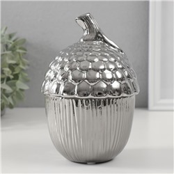 Шкатулка для украшений «Жёлудь», керамика, серебро, 12×12×18 см