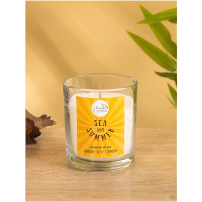 Свеча с кристаллом внутри Sea and Summer Vacation at Sea, 120 г, соевый воск, морской