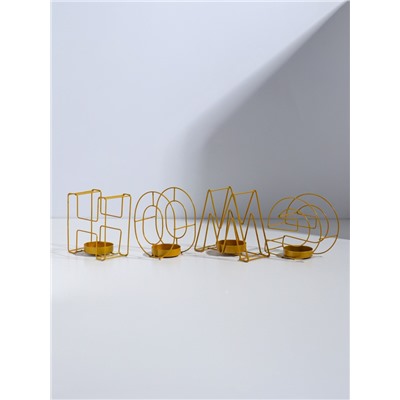 Подсвечник металлический на 4 свечи TAKE IT EASY, Home, 13.5×42 см, золото