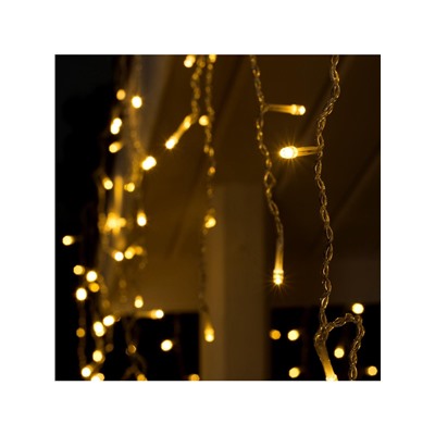 Гирлянда «Бахрома» 3×0.6 м, IP44, УМС, прозрачная нить, 160 LED, свечение тёплое белое, 220 В