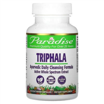 Paradise Herbs, трифала, 60 вегетарианских капсул