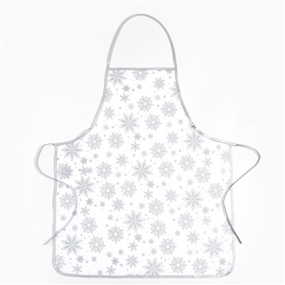Кухонный набор «Доляна. Снежинки»: серебро, прихватка 17×17 см, варежка 26×16 см, фартук 70×80 см, 100% п/э