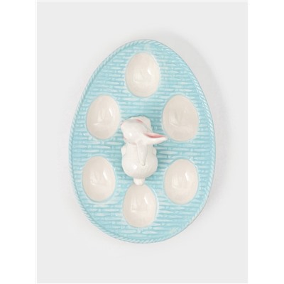 УЦЕНКА Подставка для яиц Доляна «Зайка», 25×18×9 см, доломит, голубая