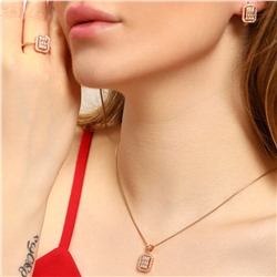 Комплект ювелирной бижутерии коллекция "Дубай"  серьги, кулон и кольцо 17 р покрытие позолота, вставка: фианиты, цвет: прозрачный, арт.213.412-17