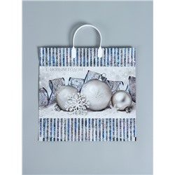 Пакет новогодний «Лёд», полиэтиленовый с пластиковой ручкой, 38×35 см