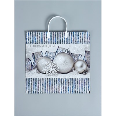 Пакет новогодний «Лёд», полиэтиленовый с пластиковой ручкой, 38×35 см
