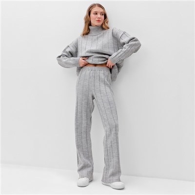 Костюм женский (джемпер, брюки) MINAKU: Knitwear Collection, размер 42-44, светло-серый