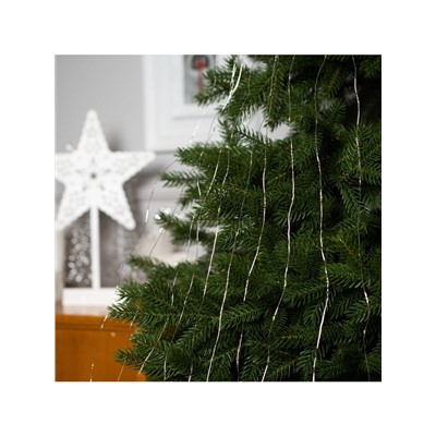 Гирлянда «Конский хвост» 10 нитей по 1 м, IP20, серебристая нить, 100 LED, 2 режима, батарейки AAх3 (нет в комплекте), свечение тёплое белое