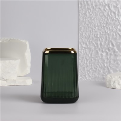 Органайзер - подставка для хранения косметики «GREEN», 11×8.2×8.2 см, зелёный/золотистый