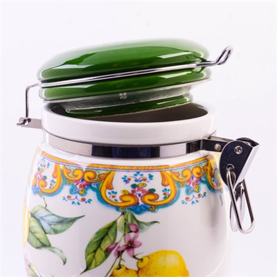 60168 Банка для сыпучих 900мл Лимонный праздник доломит/металл LR (х24)