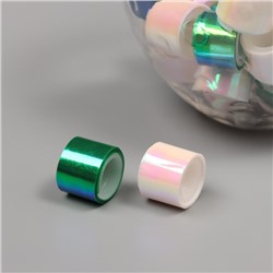 Клейкая лента пластик в банке «Перл. Белый и зелёный», набор 40 шт., 1.2 см, дл.0.9 м, 7×7×9 см