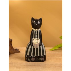 Сувенир «Чёрная кошка в зелёном платье», 6×4×13 см, дерево