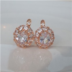 Серьги цветы ювелирная бижутерия коллекция "Дубай", покрытие позолота, вставка: фианиты: цвет: прозрачный, арт.213.645