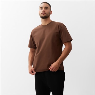 Футболка мужская MINAKU, коричневая, размер 46-48