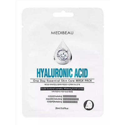 MEDIBEAU Маска тканевая для лица с гиалуроновой кислотой / One Day Essential Skin Care Mask Pack Hyualuronic Acid, 20 мл