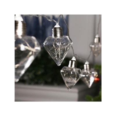 Гирлянда «Нить» 3 м с насадками «Лампочки кристалл», IP20, прозрачная нить, 80 LED, свечение синее, 8 режимов, 220 В