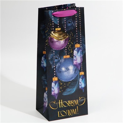 Пакет подарочный новогодний под бутылку «Новый год», 13×36×10 см