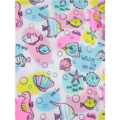 Комплект трикотажный для девочек: фуфайка (футболка), шорты