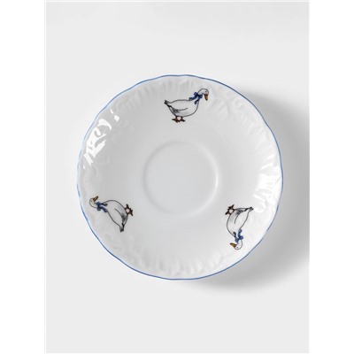 Блюдце Cmielow «Рококо. Гуси», d=12.5 см, фарфор, белое