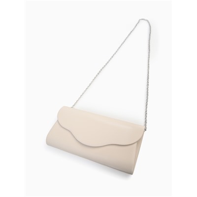Сумка-клатч женская вечерняя на магните, на цепочке, однотонная, кремовая