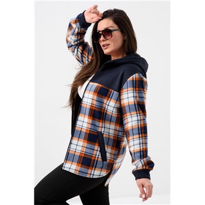 Толстовка женская 52452 (Темно-синий, клетка)