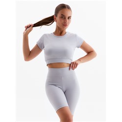 Костюм женский (топ, велосипедки) MINAKU, светло-серый, размер 48