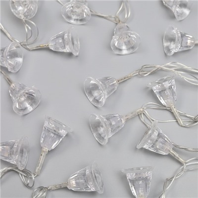 УЦЕНКА Гирлянда «Нить» 5 м с насадками «Колокольчики», IP20, прозрачная нить, 20 LED, свечение мульти (RG/RB), мигание, 220 В