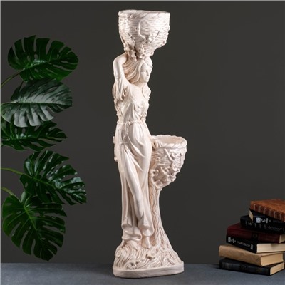 Фигура с кашпо «Девушка», 1.2 л, 900 мл, 20×29×96 см, гипс, бежевая