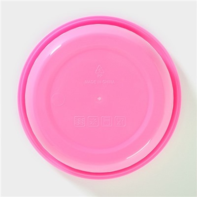 Контейнеры для еды с клапаном Доляна «Горошек», набор 3 шт.: 300/600/900 мл, пластик, круглые, розовые