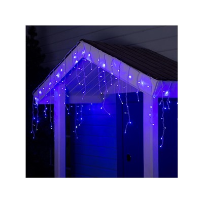 Гирлянда «Бахрома» 4×0.6 м, IP44, белая нить, 180 LED, свечение синее, мерцание белым, 220 В