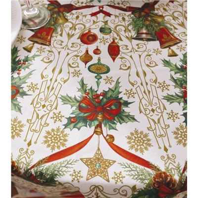 Скатерть новогодняя Этель «Новогодние игрушки» d=220 см ±3 см с ГВМО, хл100%