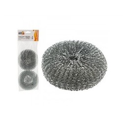 Губки(мочалки)для посуды металл,d=8,5см,30гр,сетка,2шт,SM-03/2,1742/Рыжий кот