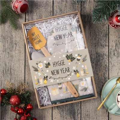 Набор новогодний новогодний подарочный «Hygge» варежка-прихватка, лопатка силикон