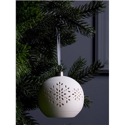 Ёлочный шар «Снежинки», 9×9×9.8 см, 1 LED, керамика, от батареек LR44×2, свечение тёплое белое