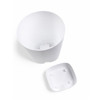 Горшок для цветов «Гранд», 8 л, d=24 см, h=25 см, пластиковый, с прикорневым поливом, белый