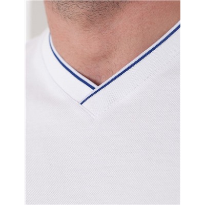 Футболка с V-вырезом из премиального хлопка с эластаном