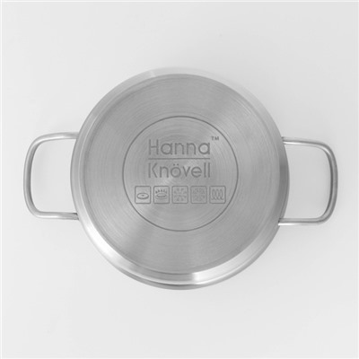 Кастрюля Hanna Knövell, 2 л, d=18 см, h=8 см, толщина стенки 0.6 мм, с крышкой, индукция, нержавеющая сталь