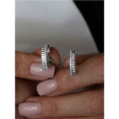 Серьги-пусеты из серебра с фианитами родированные 925 пробы С-7265р200