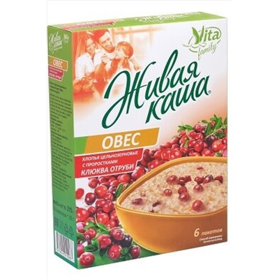 Каша овсяная "Vita" ц/з овёс отруби с клюквой 6порций, 210г ЭКОПРОДУКТЫ, 1190536