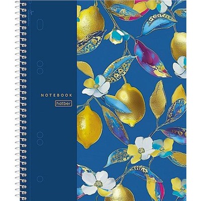Тетрадь 120л клетка на спирали 3 цв. разделителя "Солнечные лимоны" soft-touch (094228) 35700 Хатбер