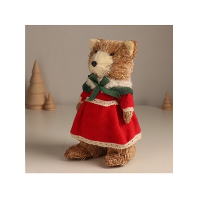 Фигурка новогодняя «Мишутка в платье», 10×10×21 см
