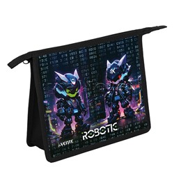 Папка для тетрадей 3D "Robotic" A5 (243x200x80 мм) с текстильным расширением 80 мм, на молнии