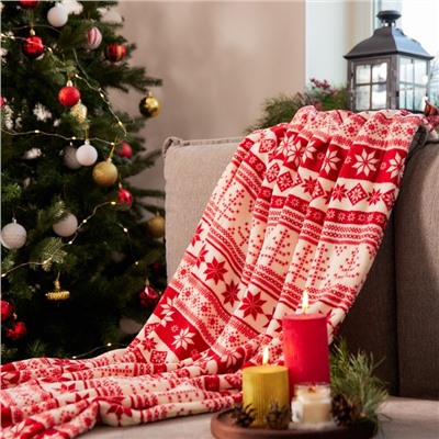 Плед «Этель. Новогодний узор», 150×200 см, корал-флис