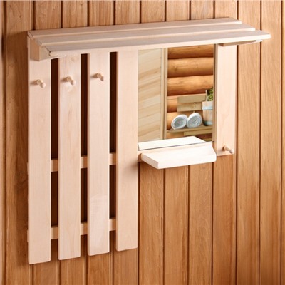 УЦЕНКА Полка вешалка с зеркалом, большая, 3 крючка