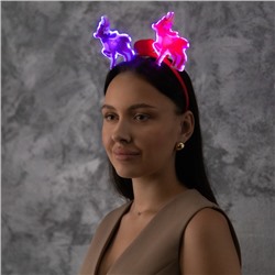 Ободок светодиодный «Олени» 18×16×3 см, 2 LED, батарейки AG10×3 (в комплекте), мерцание, свечение мульти
