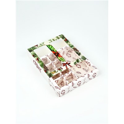 Коробка под 8 конфет и шоколад, с окном «Новогодние подарки», 17.7×17.8×3.8 см